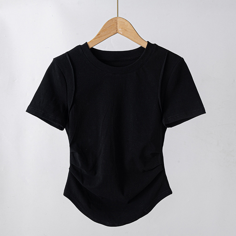 T-shirt Women White Crop Top Ladies Sexy Slim O Neck Basic Top Shirt