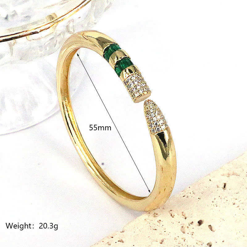 Charm Bracelets Unique retro color geometric micro-inset zircon copper plating 18k fashion trend open bracelet woman Q240430