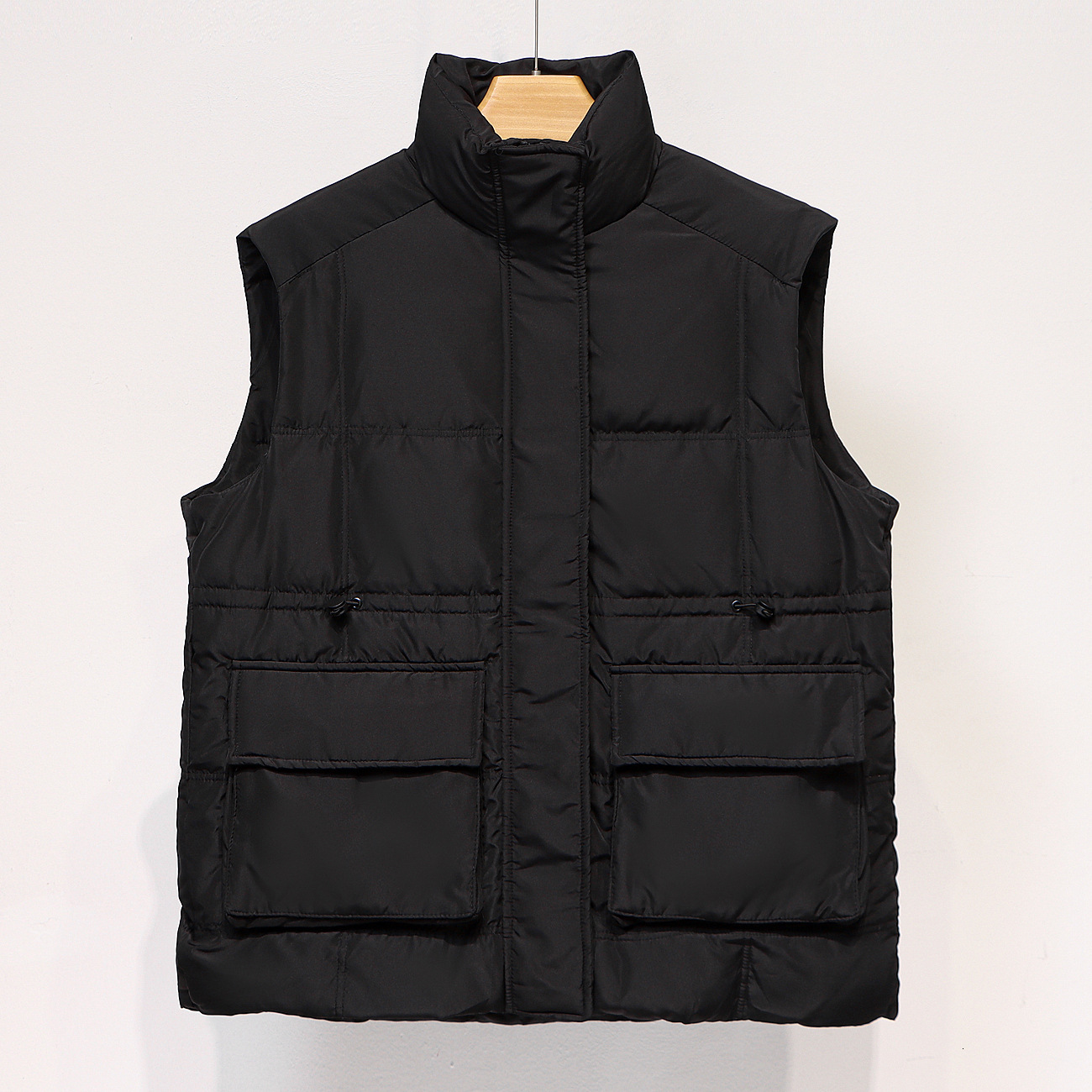 New autumn and winter European loose women's short, large pocket vest jacket, single shoulder designer down jacket