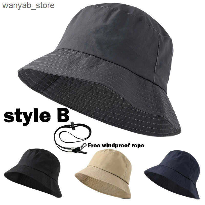 Wide Brim Hats Bucket Plus Size Hat Men Women Summer Sun Protection Outdoor Waterproof Big XL Breathable Fisherman Panama Bob L240910