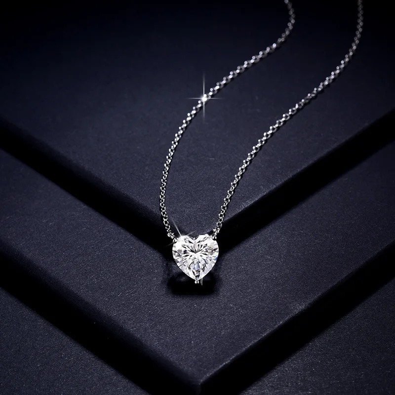 1010mm 4ct Heart Pendent Necklace for Women D Color VVS Diamond with Certificate S925 Silver Plated 18K Neck Chain 241125