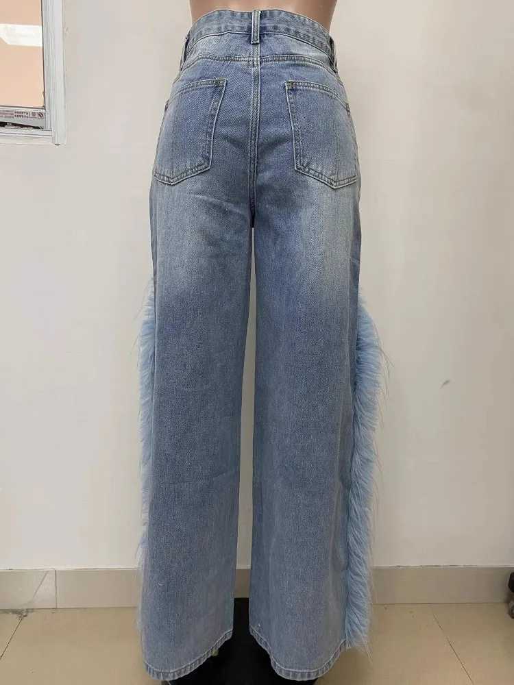 Women's Jeans Harajuku Strtwear Retro Fashion Womens High Waist Jeans Loose Wide Leg Straight Loose Denim Shorts Y2K Bag Pants 2025 H241130