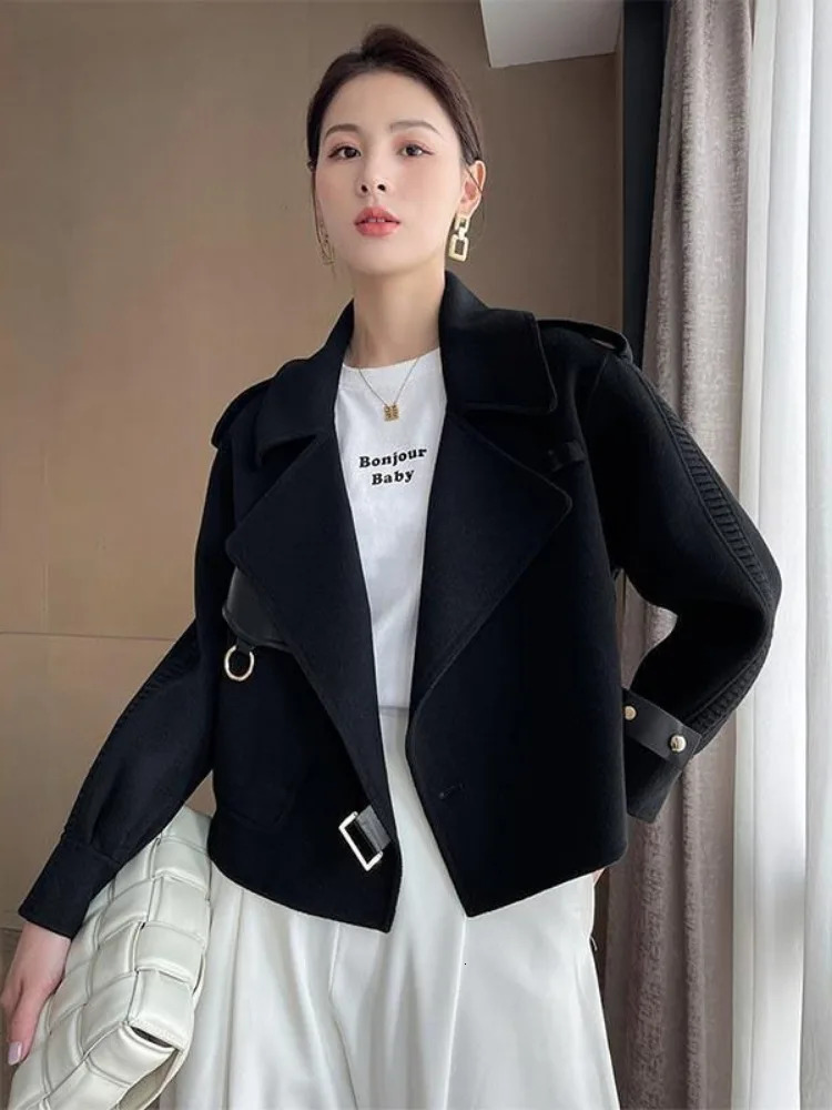 Autumn Winter Coat Female Solid Fashion Woolen Versatile Womens Coats Thickening Korean Jackets 241121