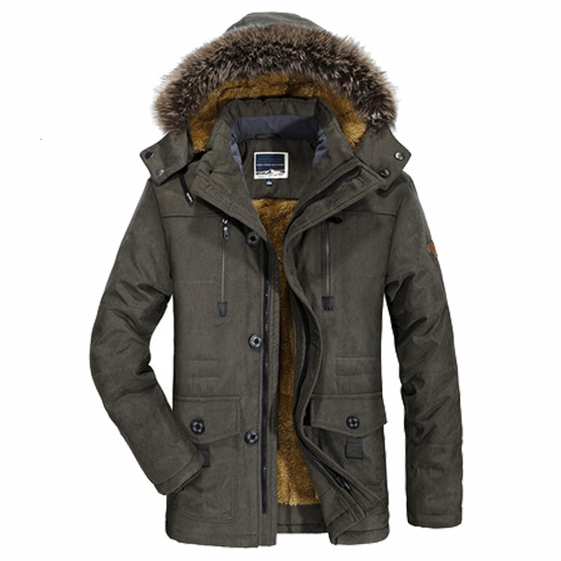 Men Padded Cotton Coat Thicken Winter Plush Fur collar Hooded Long Outdoor Jakcket Wool Liner Jacket Snow Parkas 241126