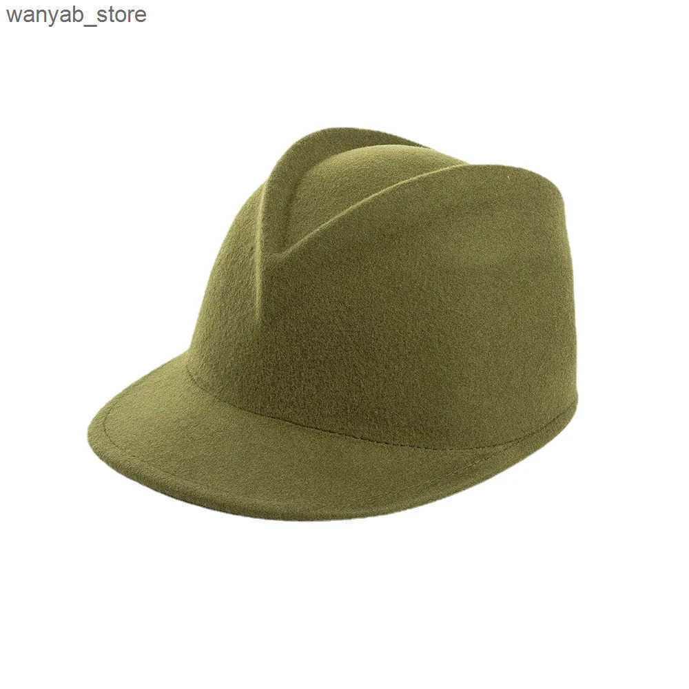 Wide Brim Hats Bucket Hats % Wool Riding Cap Autumn Winter Fashion Casual Woolen Equestrian Fedora Hat Womens Outdoor Shopping Warm Peaked Cap L240910