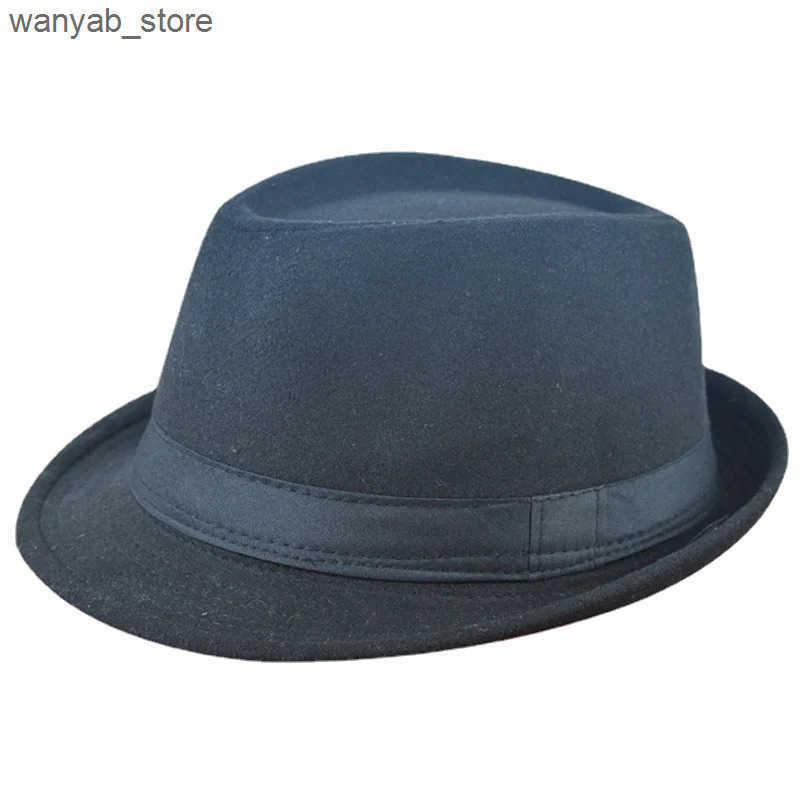 Wide Brim Hats Bucket Hats Winter Solid Fedoras For Men Top Jazz Hat Adult Bowler Hats Classic Version Chapeau Hats L240910