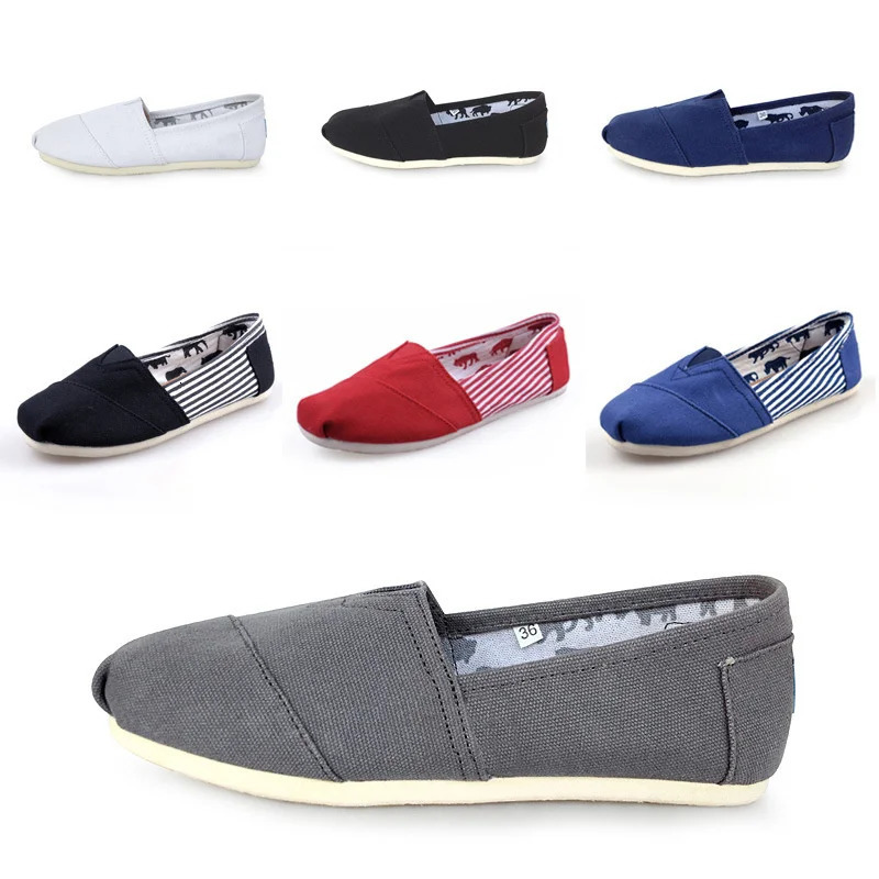 Men Women Low Comfortable Flat Shoes Summer Classic Blue Canvas Loafers Solid Color Soft Leather Linen Large Size 241126