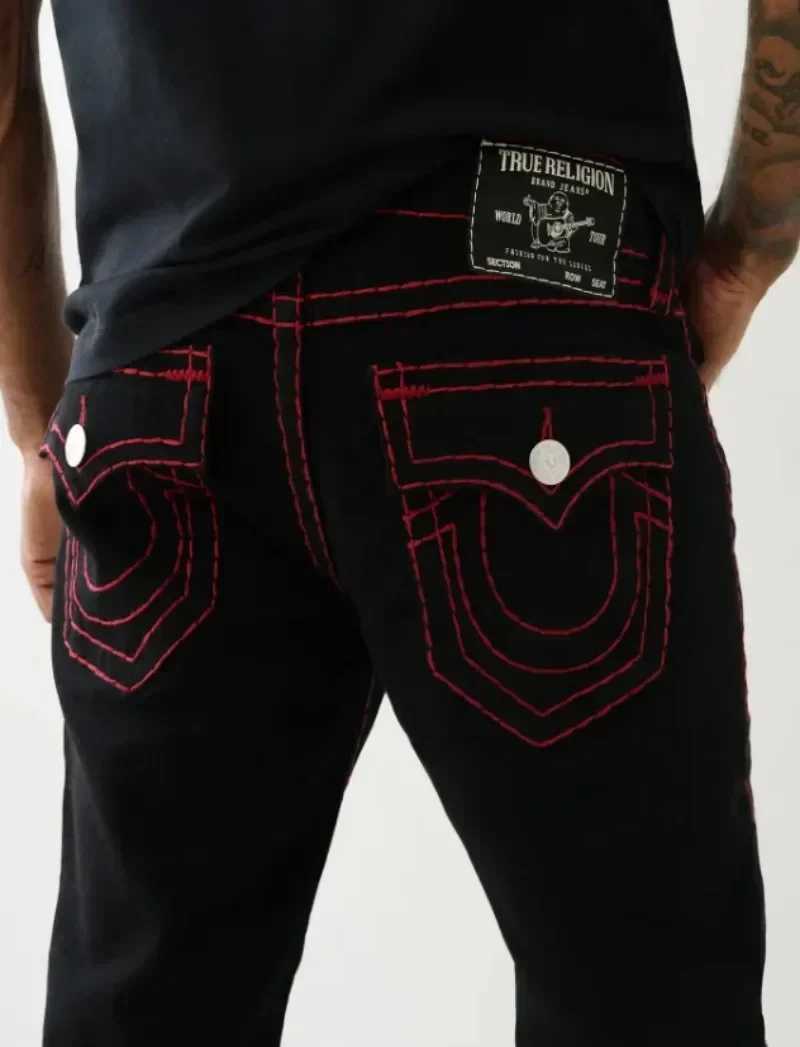 Women's Jeans Mens Fashion Jeans Work Pants High Striped Retro Hip Hop Embroidered Jeans Pocket Casual Straight Denim Trouser S-XXL H241130