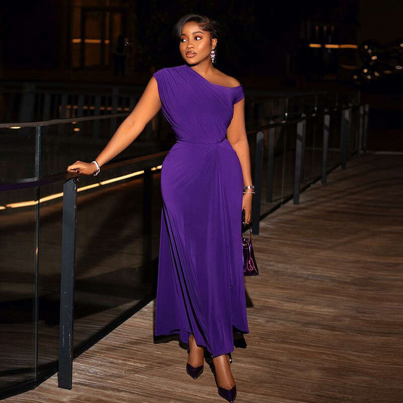 African European And American New Solid Color Off Shoulder Waist Black Dress, Women's Summer Dress