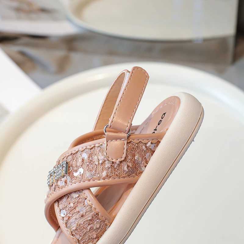 Sandals Children Fashion Casual Summer Soft-soled Non-slip Sequin Beach Sandals Girls Roman Kid Sandles Breathable Slippers for Girls Y241129QZ85 z250