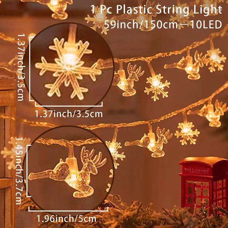 Christmas Decorations Snowflake LED String Light Garland For Home 2024 Navidad Xmas Tree Decor Gift Year