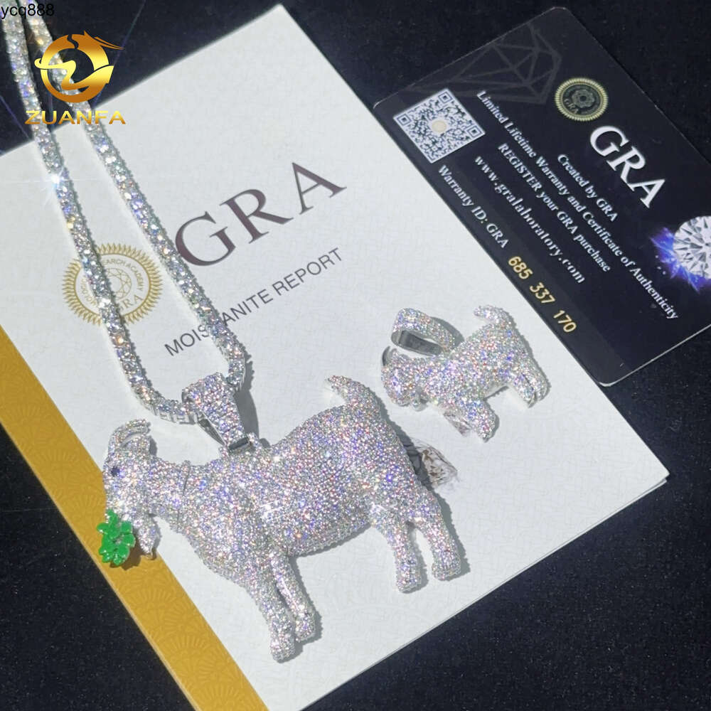Hip Hop Jewelry Big Custom Gold Plated Animal Iced Out Moissanite Dia Goat Hiphop Pendant for Neckl