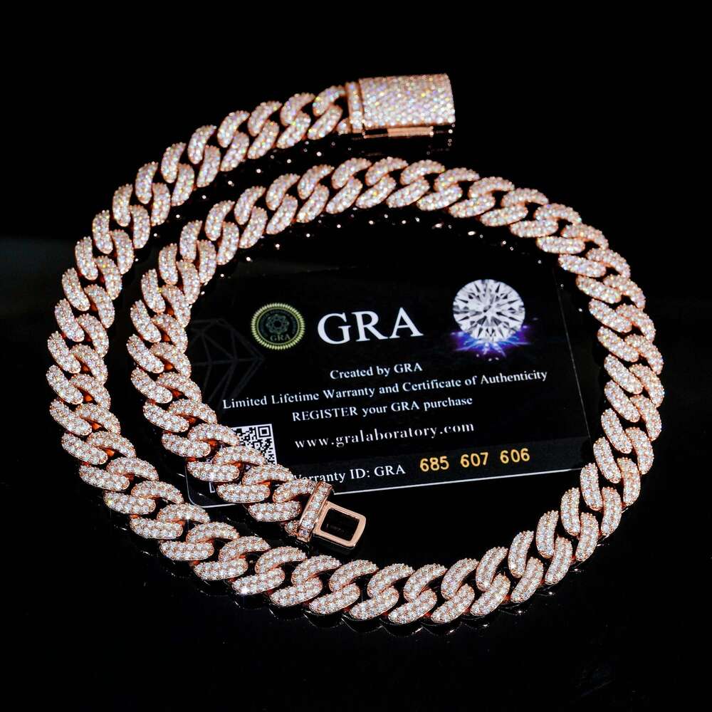 necklace moissanite chain Pass Diamond Tester Moissanite Hip Hop Jewelry 13mm 925 Sterling Silver Iced Out Vvs Diamond Mossanite Cuban Link Chain