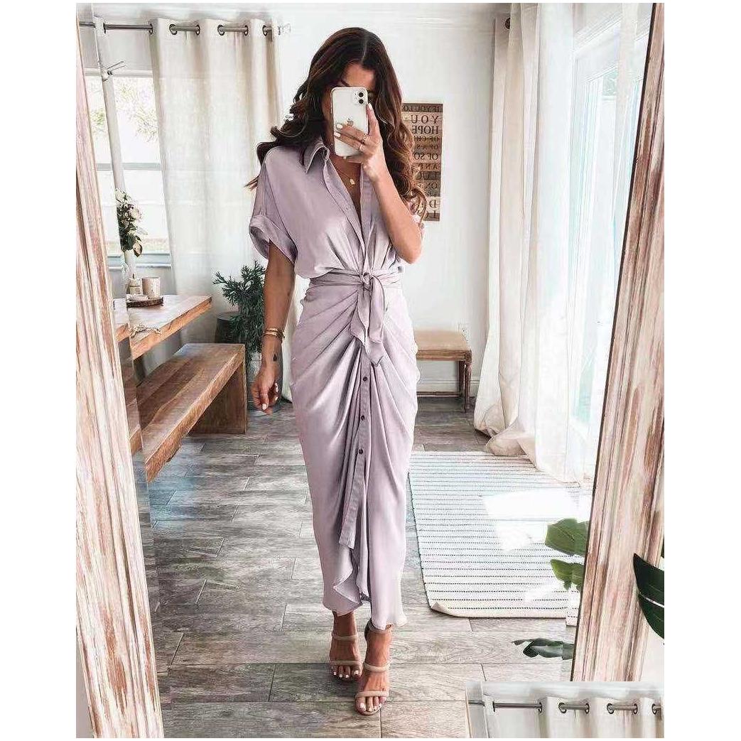 Casual Dresses Retail Women Shirt Dresses Designer Commuting Plus Size S-3Xl Long Dress Fashion Forged Face Clothing Drop Delivery Ap Dhxro