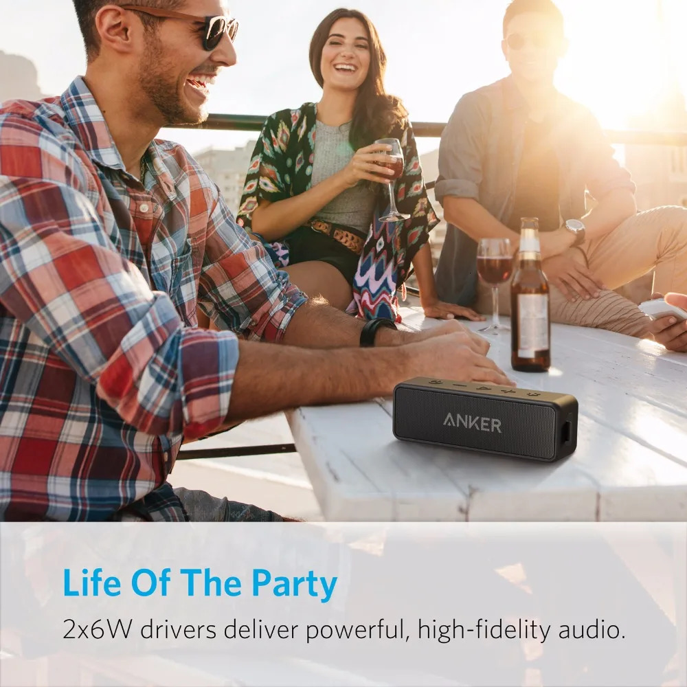 Anker Soundcore 2 Portable Wireless Bluetooth Ser Better Bass 24Hour 66ft Range IPX7 Water Resistance 240125