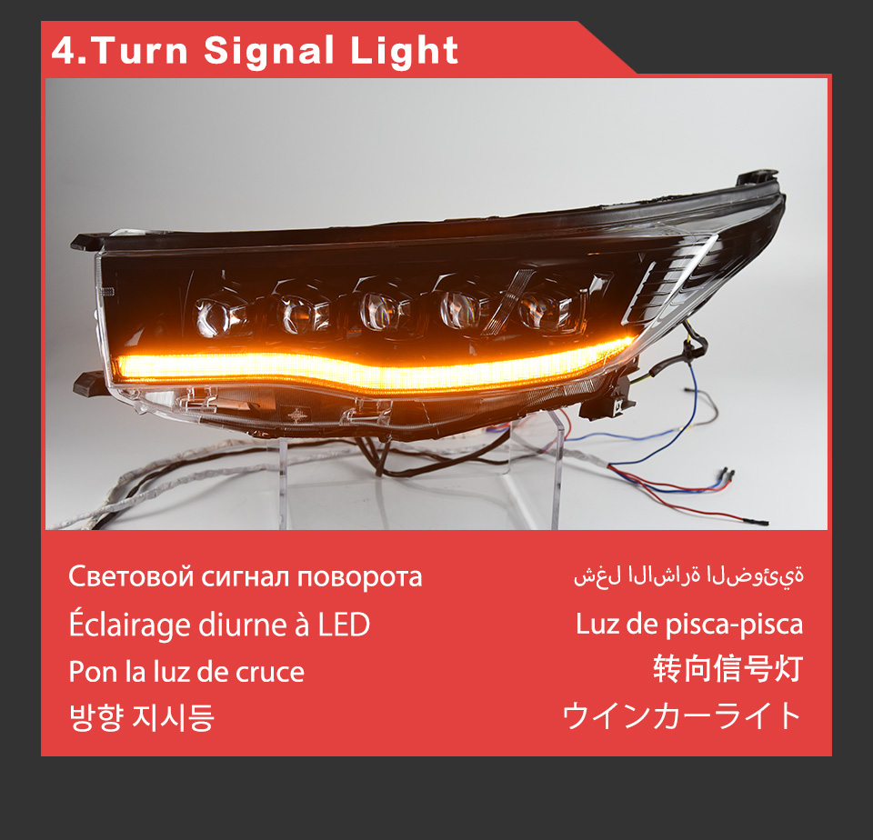 Head Light for Toyota Highlander LED Daytime Running Headlight 2015-2017 DRL Turn Signal Dual Beam Lamp Lens Car Styling