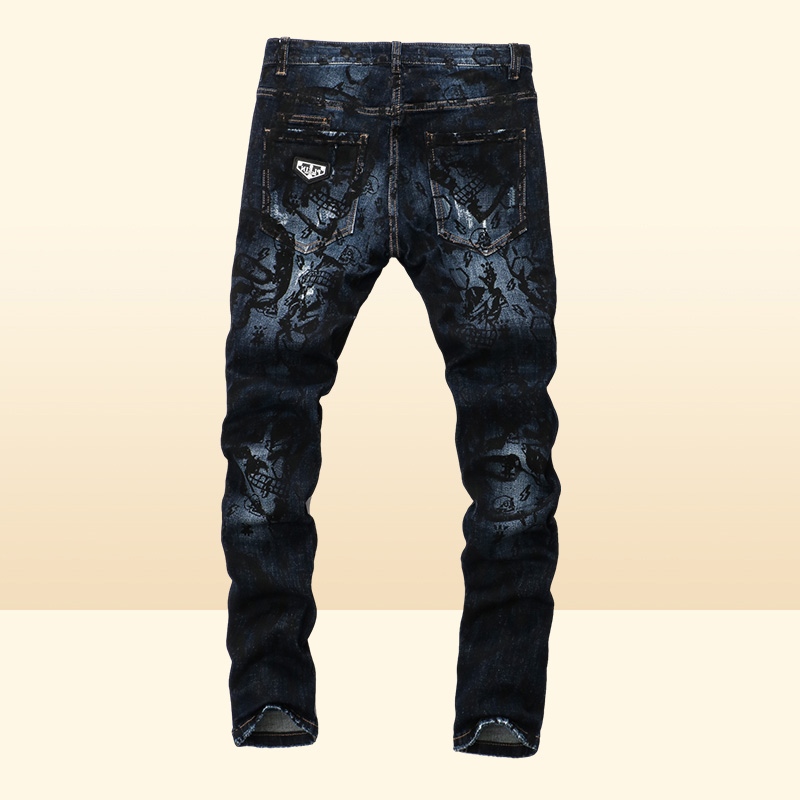 BEAR Classic Fashion PP Man Jeans Rock Moto Mens Casual Design Ripped Trousers Distressed Skinny Denim Biker Jeans 157514