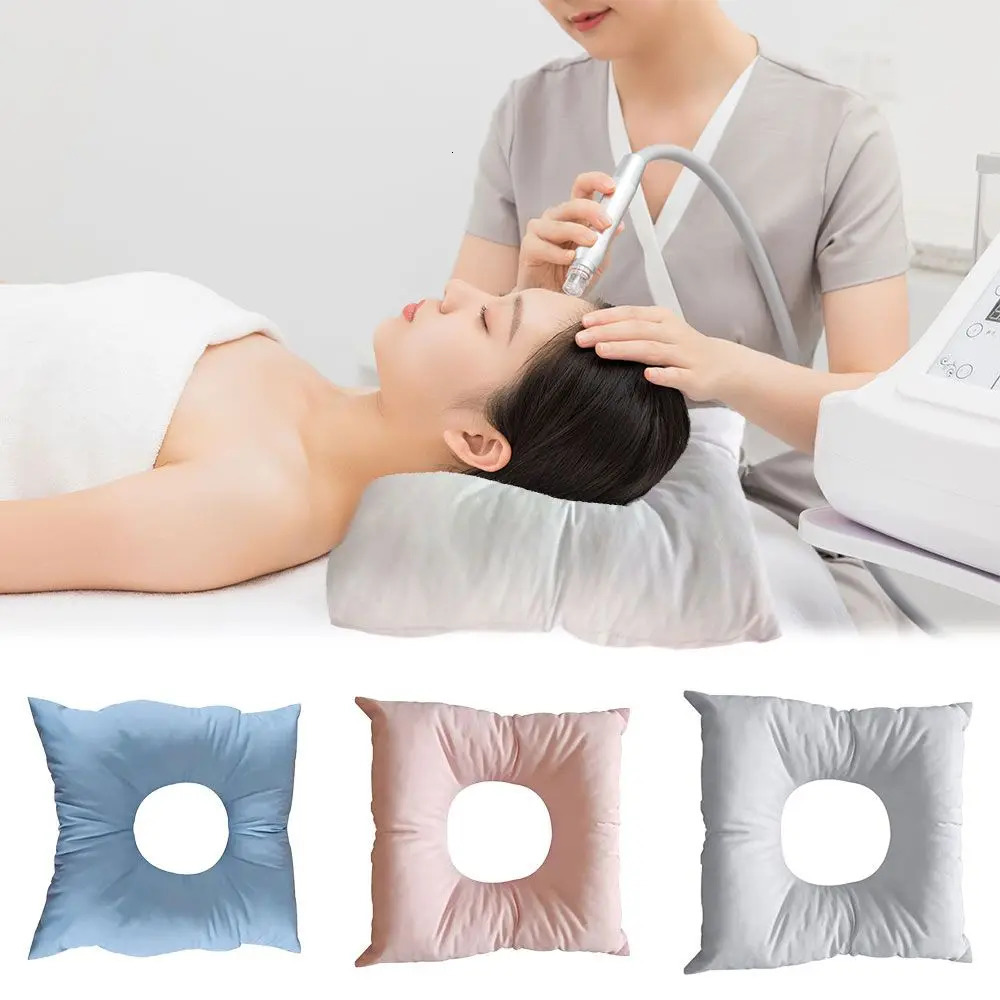 1PC Massage Pillow Face Down With Hole Square Back Neck Rest SPA Bed Table Cushion U Shape Washable Resuable Soft Cotton Pad 240119