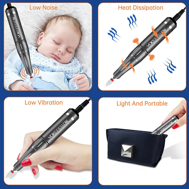 35000RPM Nail Drill Machine Rechargeable Portable Electric Nail Polishing Machine With Milling Cutter Nail Tools for Manicure 240127