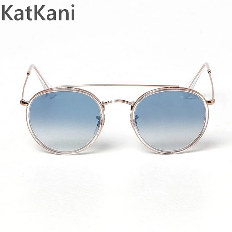 KatKani Fashion Casual Double Beam Circular Metal Mens Sunglasses Optical Prescription 3647 240119