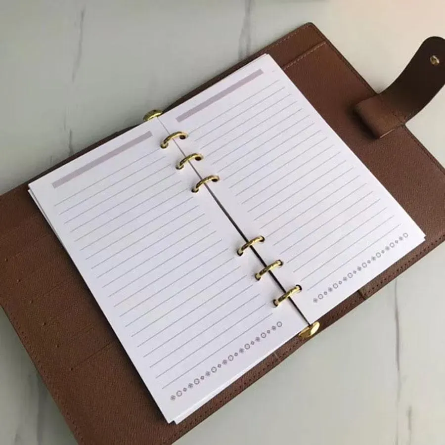 2024 New Women's and Men's Leather Notebook Bag Holder Credit Case Book Cover Fashion Women's Wallet Diary Small Ring Agenda Planner Notebook Wih Dust Bag and Box