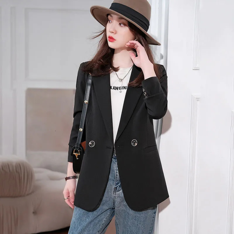 Women Coat Spring Autumn Khaki Suit Fashion Korean Long Sleeve Blazers Woman Jacket Casual Office Ladies Blazer Tops 240201