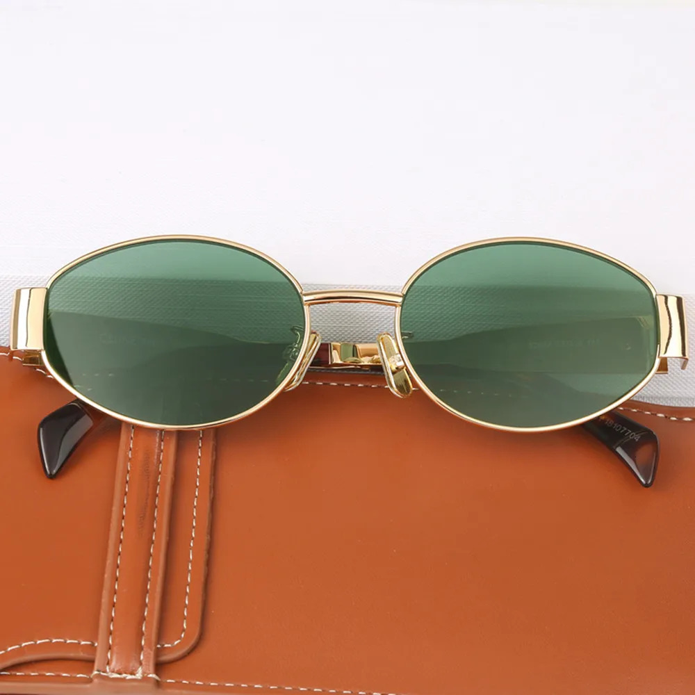 Oval Small Sunglasses For Women Frame Ladies Metal Eyeglasses Male Aesthetic Unisex Summer For Sun Glasses 240201