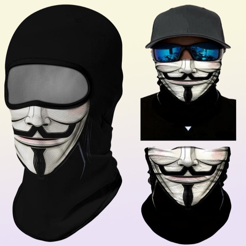 Cycling Caps Masks Triangle Scarf Neck Gaiter Vendetta Balaclava Motorcycle Full Face Cover Washable Ear Mask Anonymous Windproo