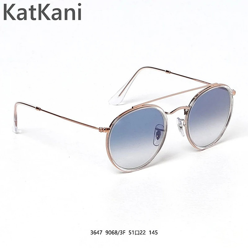 KatKani Fashion Casual Double Beam Circular Metal Mens Sunglasses Optical Prescription 3647 240119