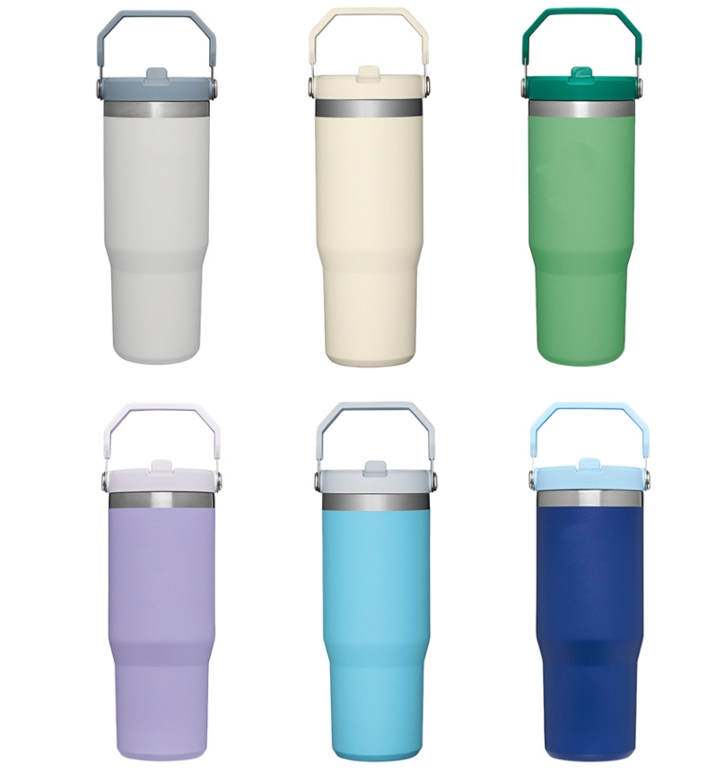 Regular Tumbler Handle Lid 30Oz Stainless Steel Big Capacity Beer With Flip Straw Insulated Travel Coffee Mug For DIY