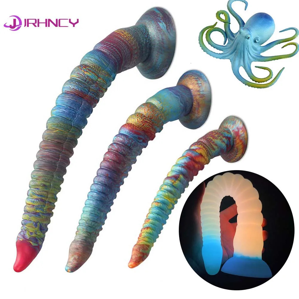 Luminous Anal Plug 56cm Long Butt Plug Silicone Anal Dildos With Suction Cup Octopus Tentacles Anal Xxxl Plug Prostate Massage 240129