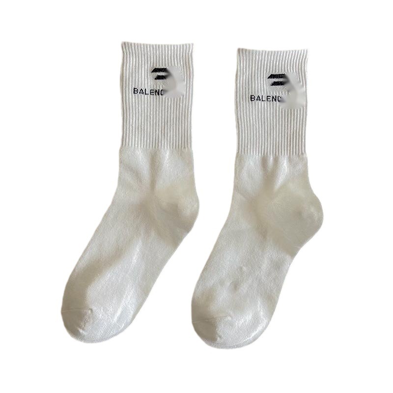 BL Brand Socks Women's Jacquard Letter Cotton Socks Autumn and Winter Trendy Solid Color Fashion Mid Length Socks