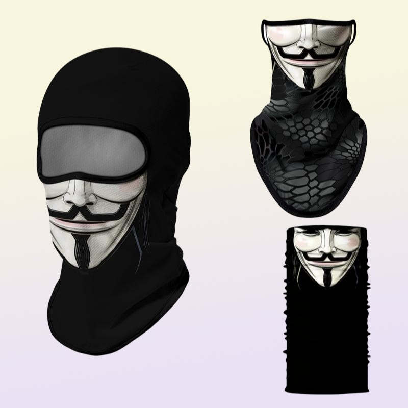 Cycling Caps Masks Triangle Scarf Neck Gaiter Vendetta Balaclava Motorcycle Full Face Cover Washable Ear Mask Anonymous Windproo