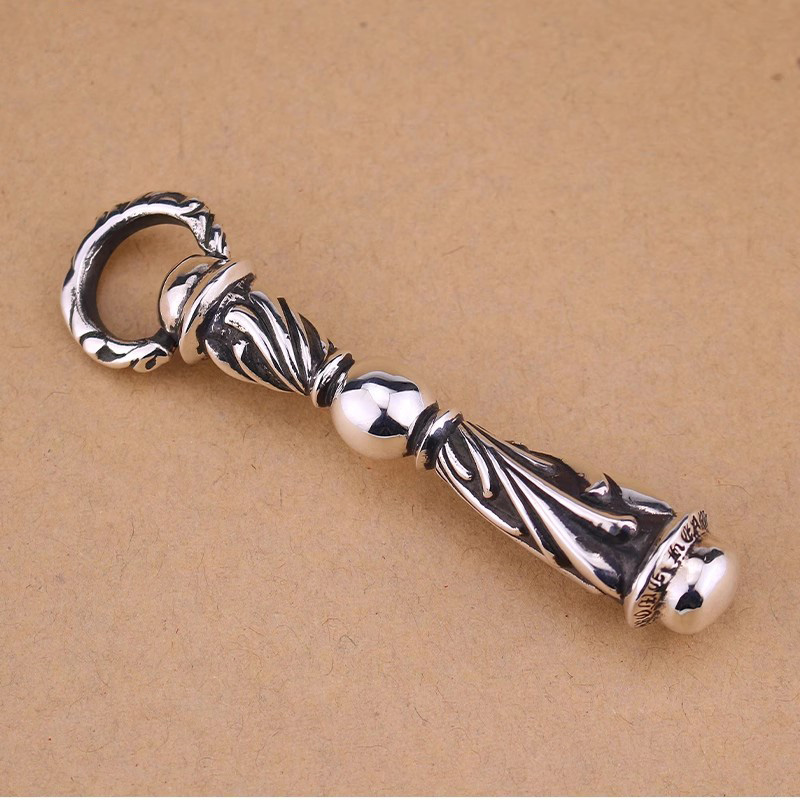 B157 S925 Sterling Silver Pendant Cross Flower Solid Cylinder Trendy Hip Hop Vintage Jewelry Gift for Lovers