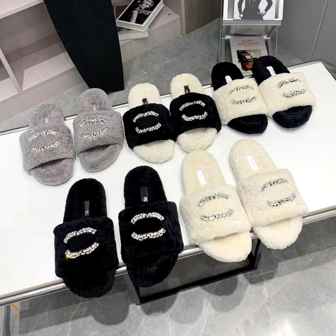 classic teddy bear kid fluffy Sandals black Flat Casual Shoe Sliders Winter fuzzy Slippers Designer woman Channel warm Slipper luxurys tazz house sandale fur slides