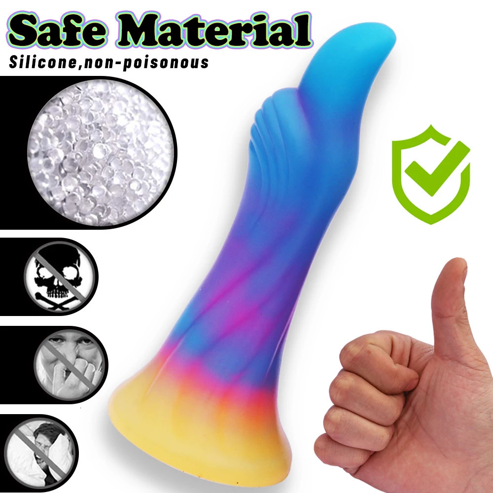 Cute Luminous Dildo Anal Sex Toys for Women Men Colourful Glowing Dildos Huge Dragon Monster Dildo Butt Plug Adult Toys 240129