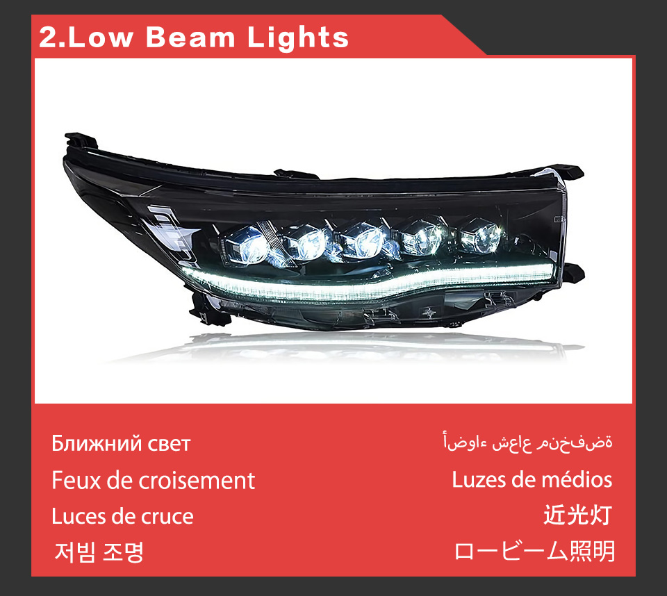 Head Light for Toyota Highlander LED Daytime Running Headlight 2015-2017 DRL Turn Signal Dual Beam Lamp Lens Car Styling