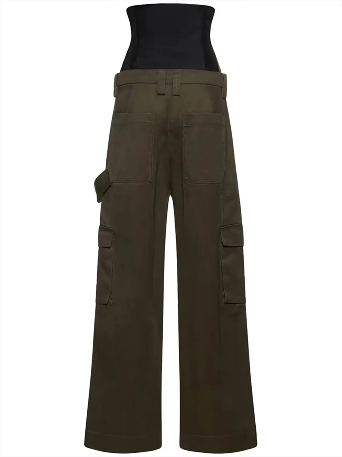 Women Wide Leg Pants High Waist Two Piece Detachable Corset Boning Loose Fit Unisex Olive Cargo Pants 240129