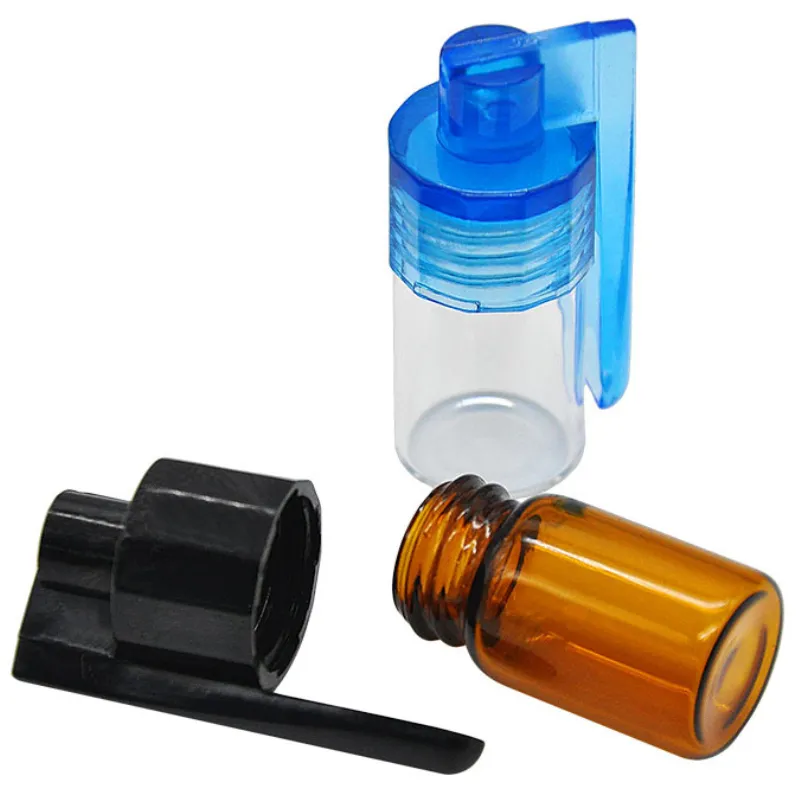 Wholesale Acrylic Smoking Snuff Bottle Case Containers Snorter Kit With Spoon Lid Portable Sniff Pocket Durable Snuffer Mix Color Snort ZZ 0716 0923