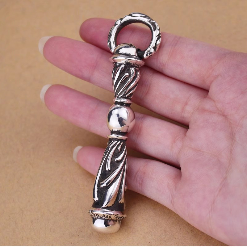 B157 S925 Sterling Silver Pendant Cross Flower Solid Cylinder Trendy Hip Hop Vintage Jewelry Gift for Lovers