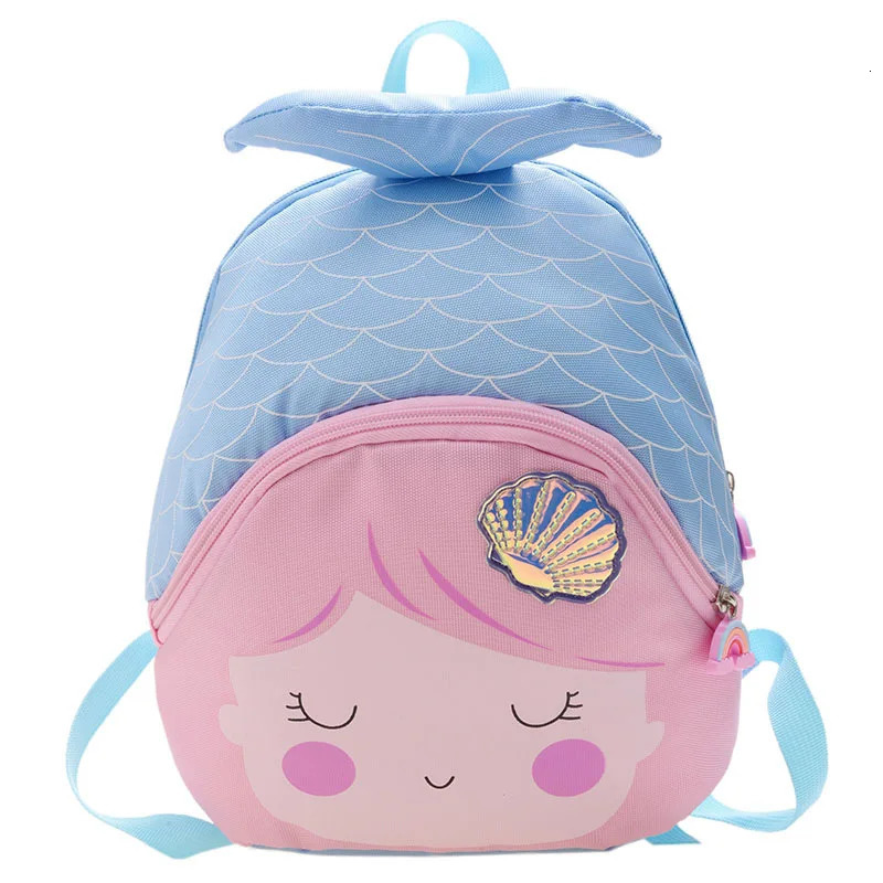 Childrens Zipper Has Compartments School Bag Kindergarten Cartoon Cute Mermaid Backpack Purse Girls Bag Kindergarten Baby Bag 240118