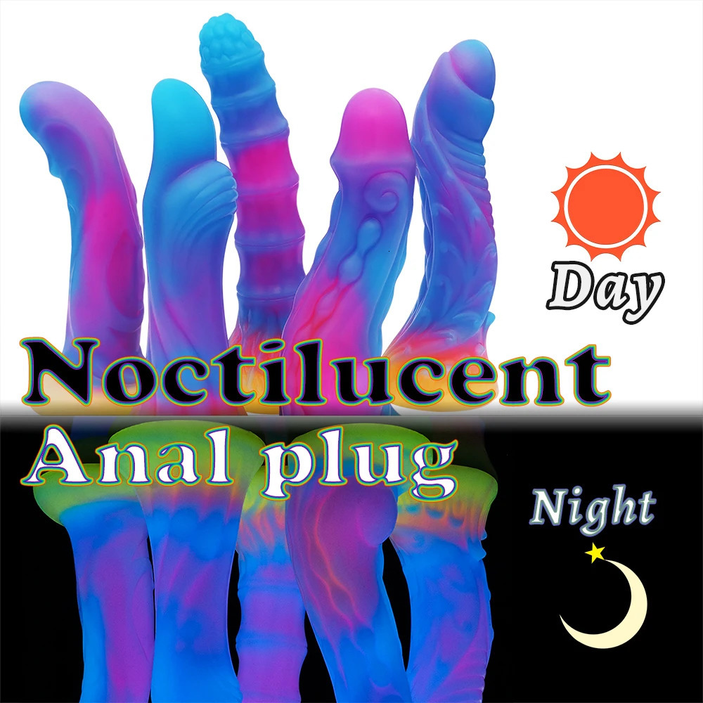 Cute Luminous Dildo Anal Sex Toys for Women Men Colourful Glowing Dildos Huge Dragon Monster Dildo Butt Plug Adult Toys 240129