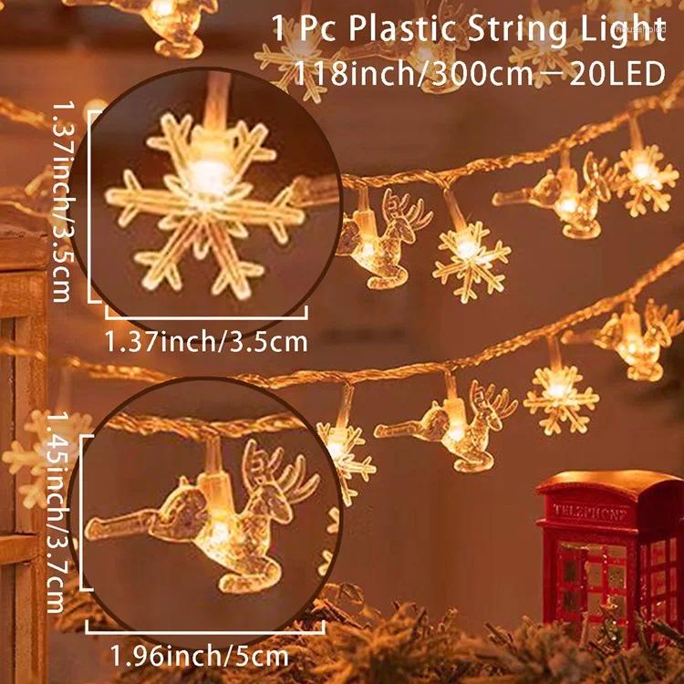 Christmas Decorations Snowflake LED String Light Garland For Home 2024 Navidad Xmas Tree Decor Gift Year