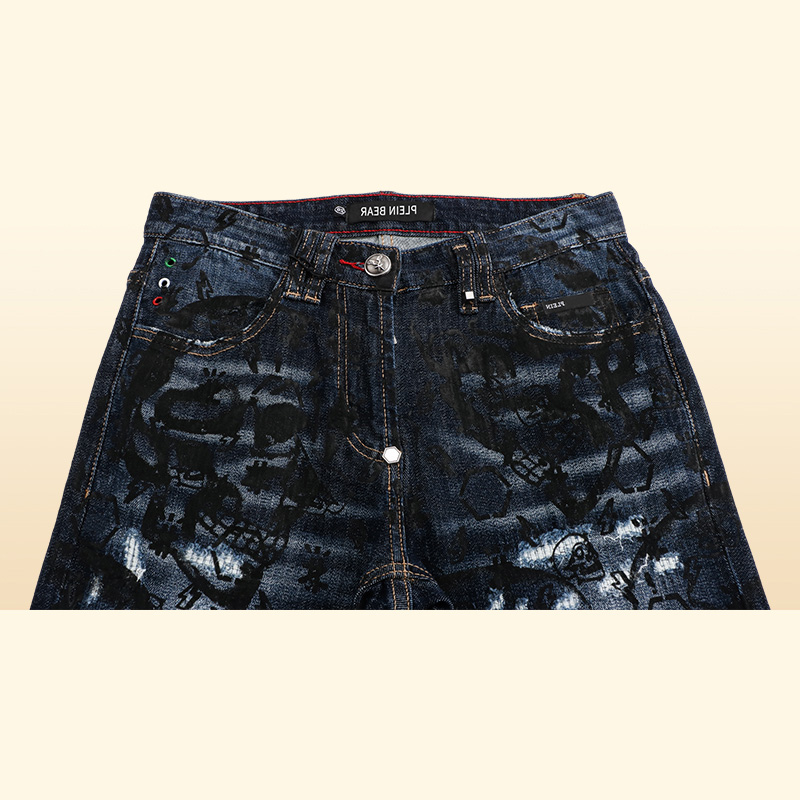 BEAR Classic Fashion PP Man Jeans Rock Moto Mens Casual Design Ripped Trousers Distressed Skinny Denim Biker Jeans 157514