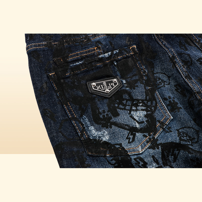 BEAR Classic Fashion PP Man Jeans Rock Moto Mens Casual Design Ripped Trousers Distressed Skinny Denim Biker Jeans 157514