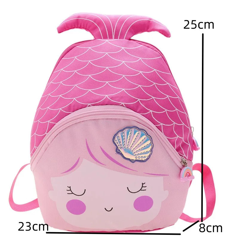 Childrens Zipper Has Compartments School Bag Kindergarten Cartoon Cute Mermaid Backpack Purse Girls Bag Kindergarten Baby Bag 240118