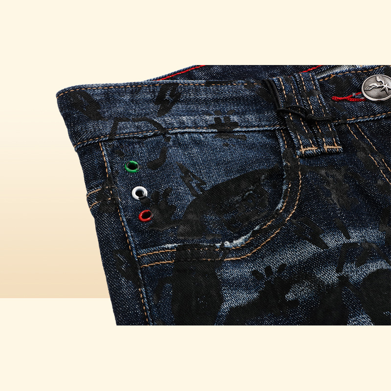 BEAR Classic Fashion PP Man Jeans Rock Moto Mens Casual Design Ripped Trousers Distressed Skinny Denim Biker Jeans 157514