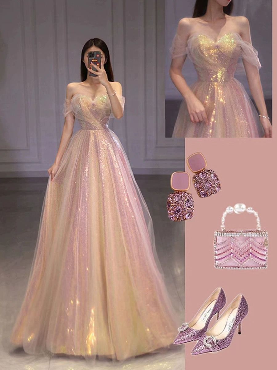 Sexy Elegant A Line Wedding Dress For Women Sequins Crystal 2024 Off Shoulder Bride Robes Shiny Bling Bridal Gown Vestidos Novia Arabic Dubai Vestido 