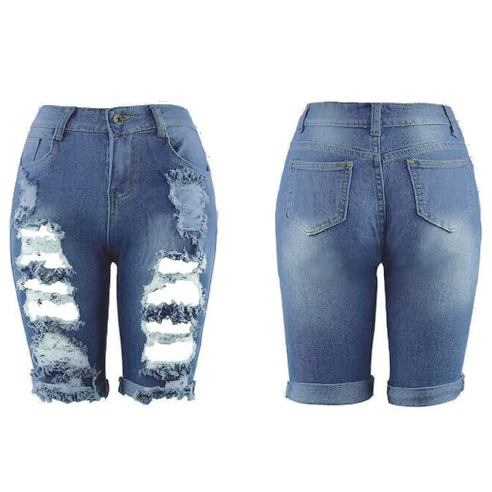 Denim Shorts Women Plus Size Destroyed Hole Leggings Short Pants Denim Shorts Ripped Jeans Jean Shorts For Womens Plus Size 240202