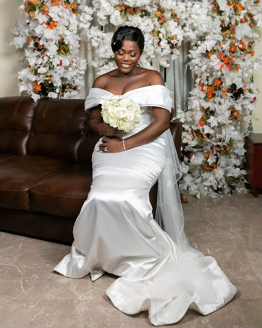 Morden White Mermaid Satin Wedding Dresses Detachable Overskirt Train Off Shoulder Bridal Dress 2 in 1 Cheap Wedding Gowns vestidos de novia Arabic As